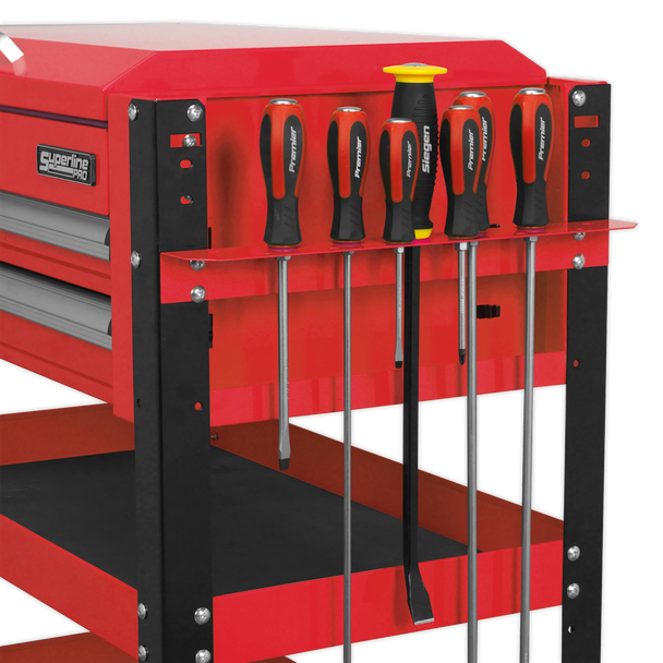 Sealey AP760M | Superline PRO Heavy-Duty Mobile Tool & Parts Trolley with Lockable Top & 2 Drawers - Red
