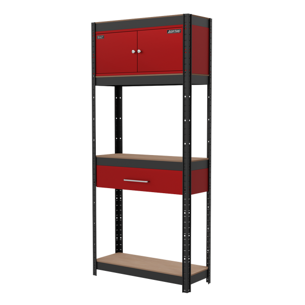Sealey AP830R | Shelving Unit 4-Tier with Cupboard & Drawer
