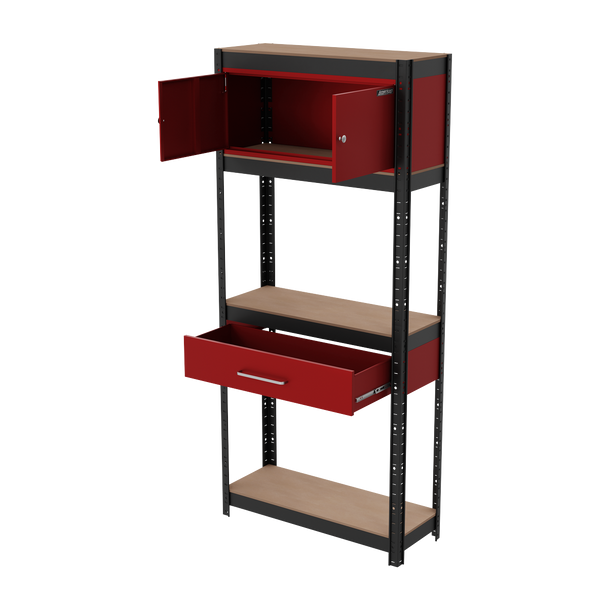 Sealey AP830R | Shelving Unit 4-Tier with Cupboard & Drawer