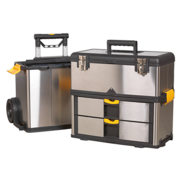 Sealey AP855 | Mobile Stainless Steel/Composite Toolbox with 3 Compartments
