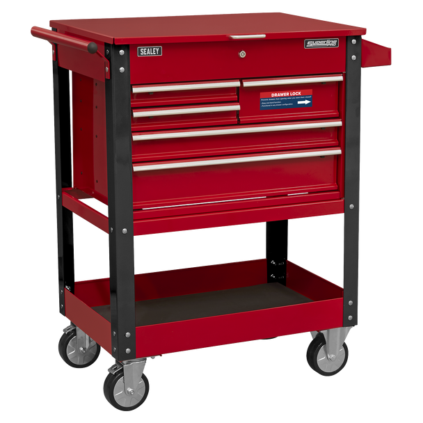 Sealey AP890M | Superline PRO Heavy-Duty Mobile Tool & Parts Trolley with 5 Drawers & Lockable Top