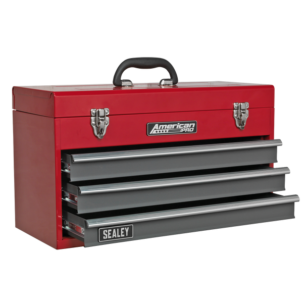 Sealey AP9243BB | American PRO Tool Chest 3 Drawer - Red/Grey
