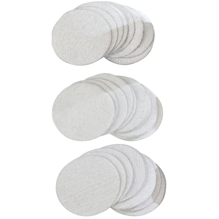 PCL APA103 | 75mm (3") Sandpaper Discs, 320, 400 & 600 Grades (10 of each Grade per Pack)