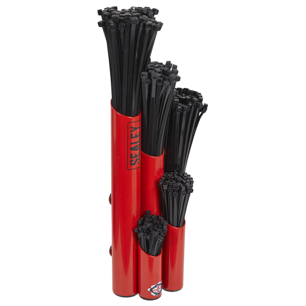 • MAGNETIC - Five rubber surrounded magnets attach to any ferrous surface. • STAY ORGANISED - Five compartments for varying lengths of cable ties. • RUST AND SOLVENT RESISTANT - Industrial powder coated finish. • SUPPLIED STOCKED - Supplied with 500 cable ties in five sizes – 100 x 2.5mm, 160 x 4.5mm, 250 x 4.5mm, 300 x 4.5mm and 380 x 4.5mm.