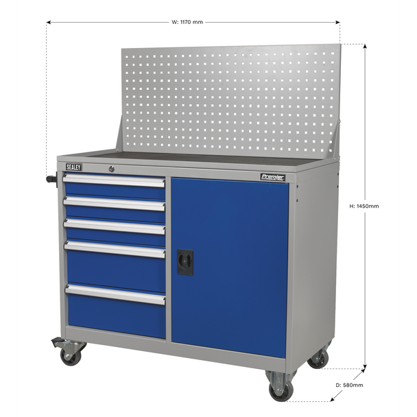 Sealey API1103A | Premier Industrial Mobile Workstation with 5 Drawers & 1 Shelf