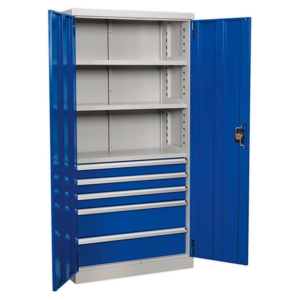 Sealey APICCOMBO5 | Premier Industrial Cabinet with 5 Drawers & 3 Shelves 1800mm