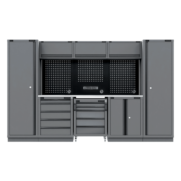 Sealey APMSBESTACK01SS ⏐ Superline PRO® Black Edition Storage System with Stainless Worktop 3.24m