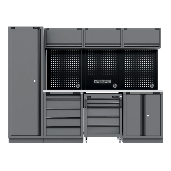 Sealey APMSBESTACK02SS ⏐ Superline PRO® Black Edition Storage System with Stainless Worktop 2.64m
