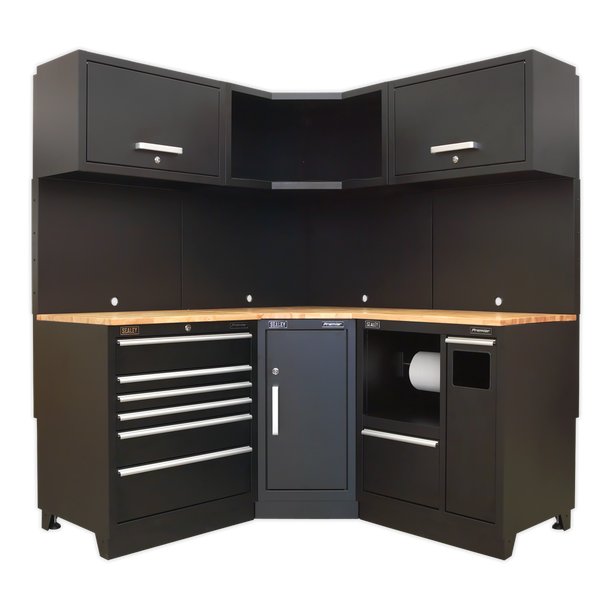 Sealey APMSCOMBO6W | Premier Corner Storage System with Hardwood Worktop 1.71m