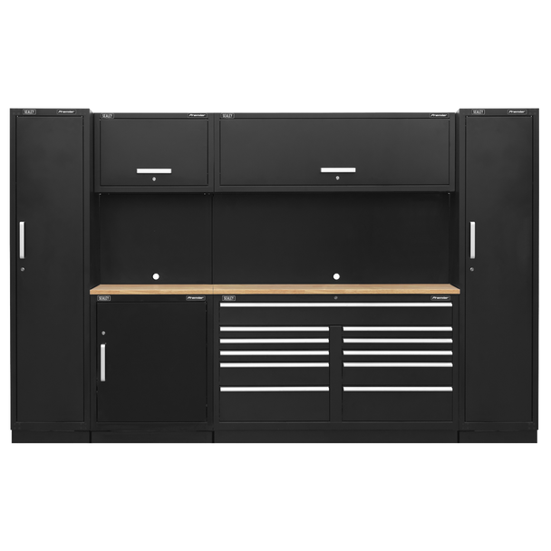 Sealey APMSCOMBO7W | Premier Storage System with Hardwood Worktop 3.55m