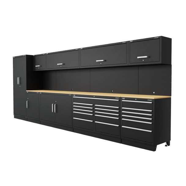 Sealey APMSOAK | Premier Storage System with Hardwood Worktop 5.58m