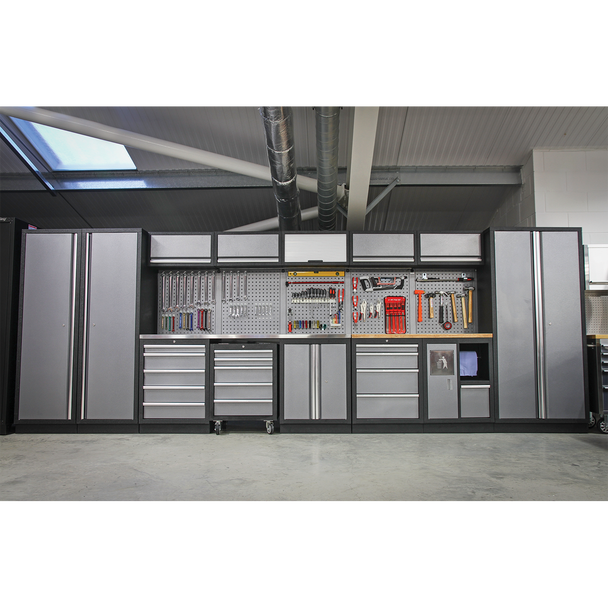 Sealey APMSSTACK01W | Superline PRO Storage System with Wood Worktop 4.92m