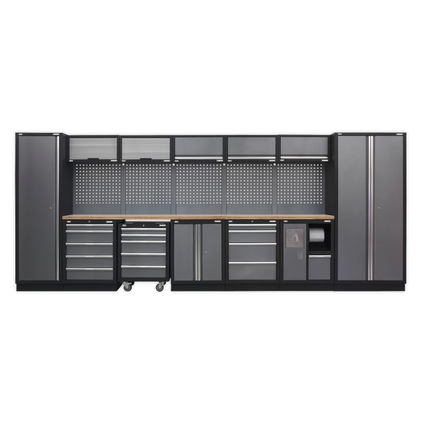 Sealey APMSSTACK01W | Superline PRO Storage System with Wood Worktop 4.92m