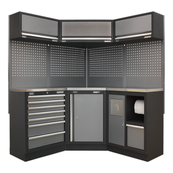 Sealey APMSSTACK08SS | Superline PRO Corner Storage System with Stainless Worktop 1.55m