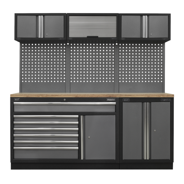 Sealey APMSSTACK11W | Superline PRO Storage System with Pressed Wood Worktop 2.04m