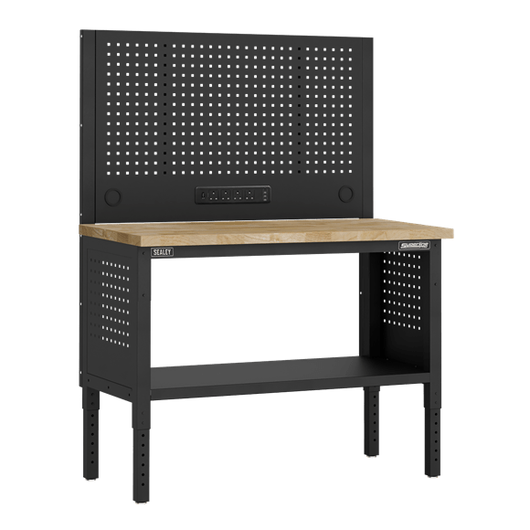Sealey APMWB50COMBOW ⏐ Superline PRO® Modular Workbench with Pegboard Back Panel Wooden Worktop 1265mm