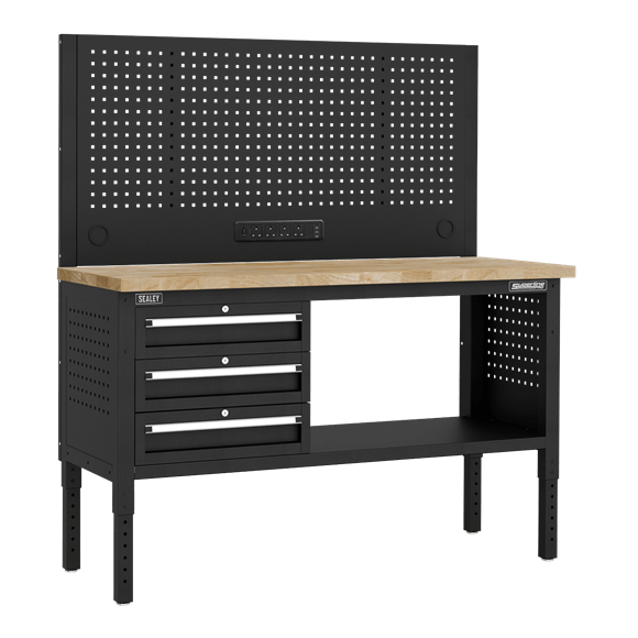 Sealey APMWB60COMBO1W ⏐ Superline PRO® Modular Workbench with 3 Drawers Wooden Worktop 1525mm