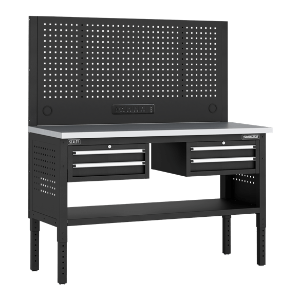 Sealey APMWB60COMBO3SS ⏐ Superline PRO® Modular Workbench with 4 Drawers Stainless Steel Worktop 1525mm