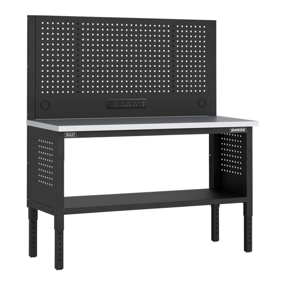 Sealey APMWB60COMBOSS ⏐ Superline PRO® Modular Workbench with Pegboard Back Panel Stainless Steel Worktop 1525mm