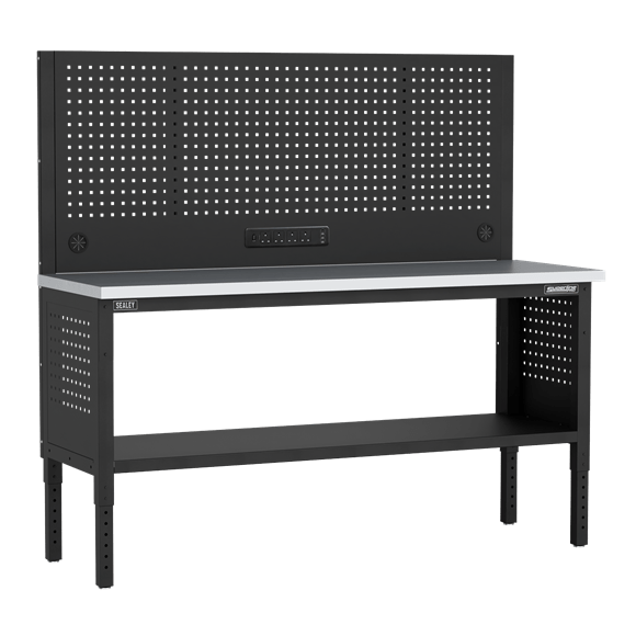 Sealey APMWB72COMBOSS ⏐ Superline PRO® Modular Workbench with Pegboard Back Panel Stainless Steel Worktop 1830mm