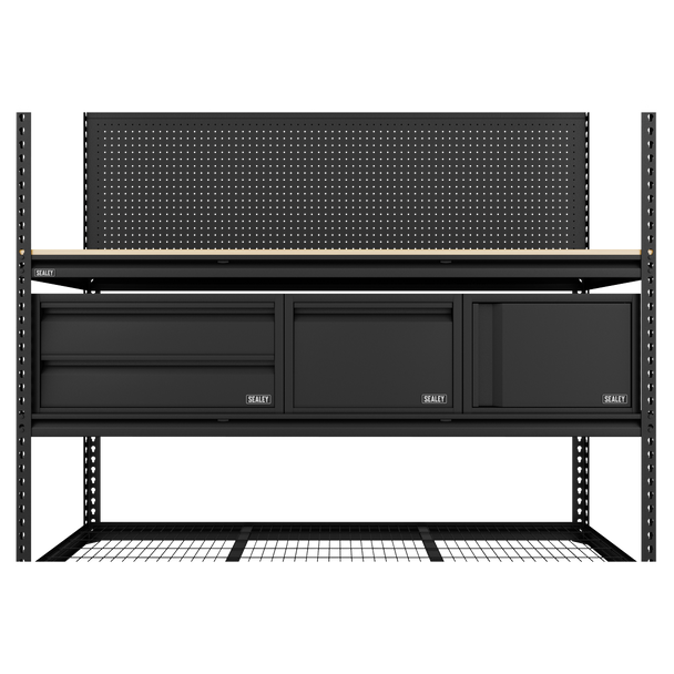 Sealey APMWBCOMBO1 | Heavy-Duty Modular Workbench & Racking Kit with 3 Storage Units