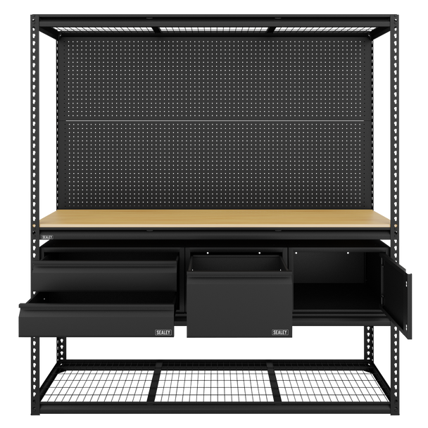Sealey APMWBCOMBO1 | Heavy-Duty Modular Workbench & Racking Kit with 3 Storage Units