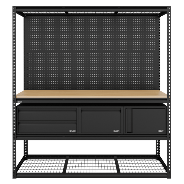 Sealey APMWBCOMBO1 | Heavy-Duty Modular Workbench & Racking Kit with 3 Storage Units
