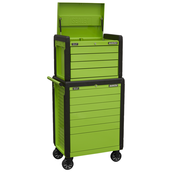 Sealey APPDSTACKG | Superline PRO Push-To-Open Topchest & Rollcab Combination 11 Drawer - Green