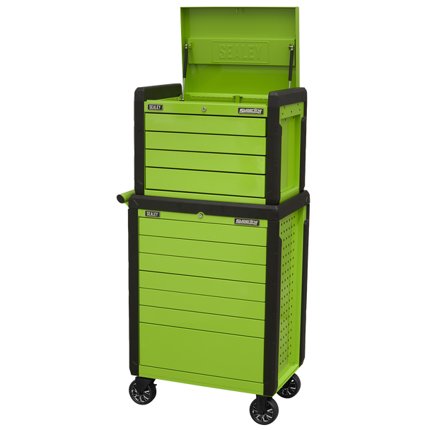 Sealey APPDSTACKG | Superline PRO Push-To-Open Topchest & Rollcab Combination 11 Drawer - Green