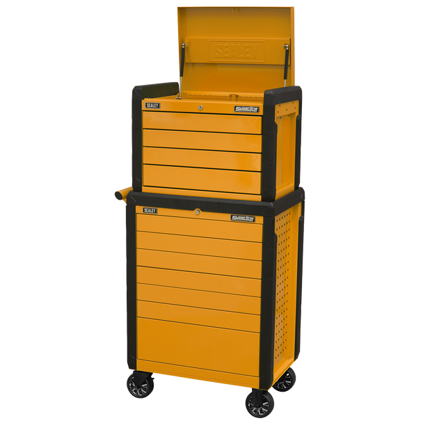 Sealey APPDSTACKO | Superline PRO Push-To-Open Topchest & Rollcab Combination 11 Drawer - Orange