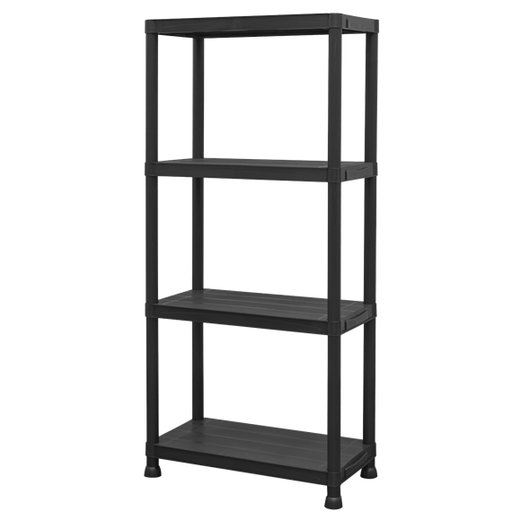 Sealey APPR4 ⏐ Plastic Racking Unit with 4 Shelves 25kg Capacity Per Level