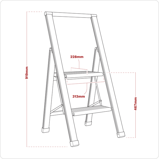 Sealey APSL2 | Professional Folding Step Ladder 2-Step Aluminium 150kg Capacity