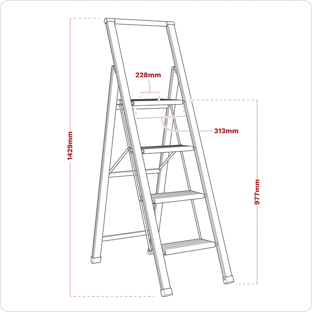 Sealey APSL4 | Aluminium Professional Folding Step Ladder 4-Step 150kg Capacity - EN 1483