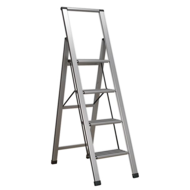 Sealey APSL4 | Aluminium Professional Folding Step Ladder 4-Step 150kg Capacity - EN 1483