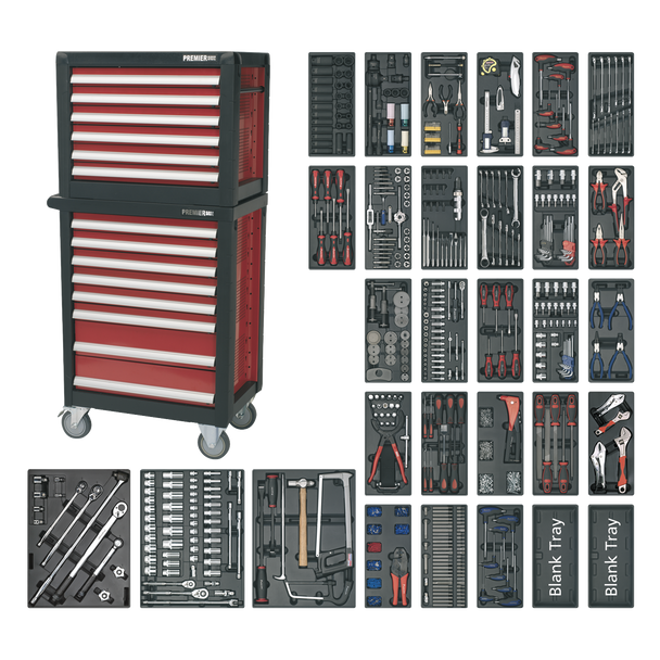 Sealey APTTC02 | Premier Topchest & Rollcab Combination 14 Drawer with 1233pc Tool Kit