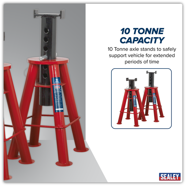 Sealey AS10 | Premier Axle Stands (Pair) 10 Tonne Capacity per Stand