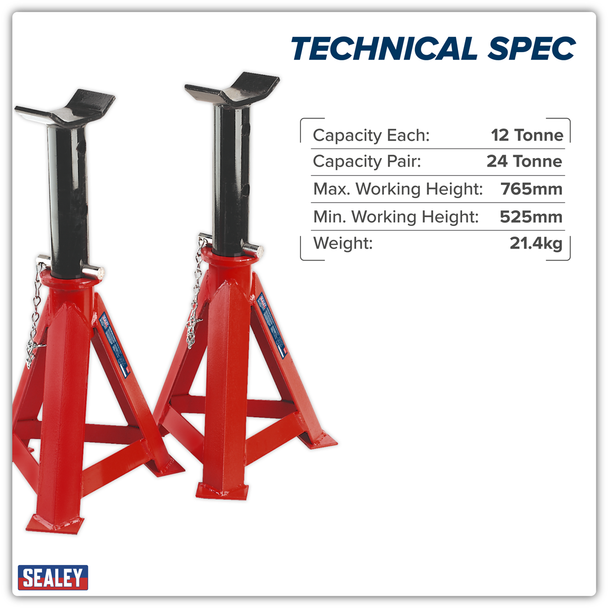 Sealey AS12000 | Axle Stands (Pair) 12 Tonne Capacity per Stand