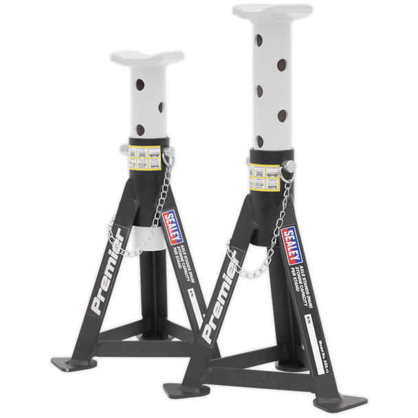 Sealey AS3 │Premier Axle Stands (Pair) 3 Tonne Capacity per Stand - White