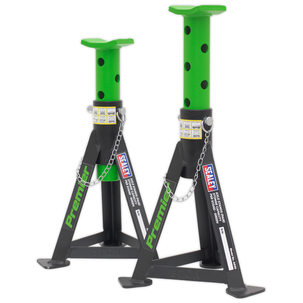 Sealey AS3G │Premier Axle Stands (Pair) 3 Tonne Capacity per Stand - Green