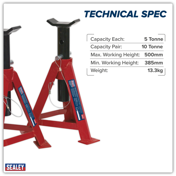 Sealey AS5000 | Axle Stands (Pair) 5 Tonne Capacity per Stand