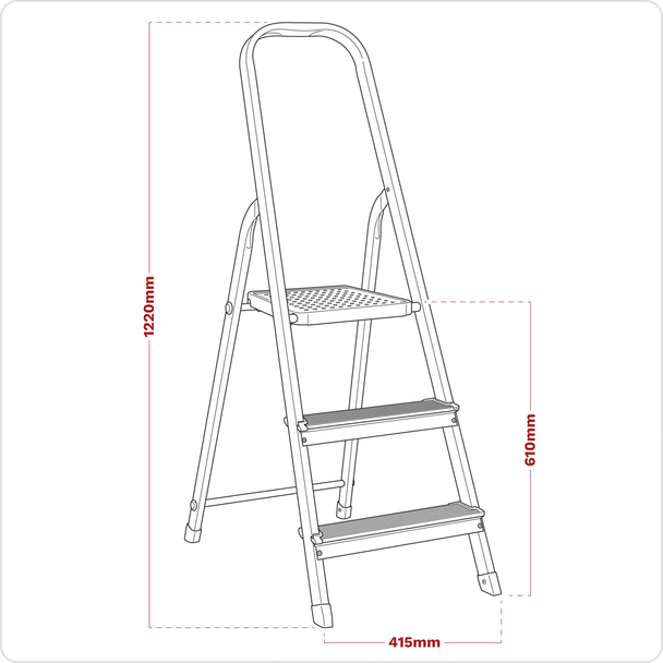 Sealey ASL3S | Step Ladder 3-Tread Aluminium - EN 131