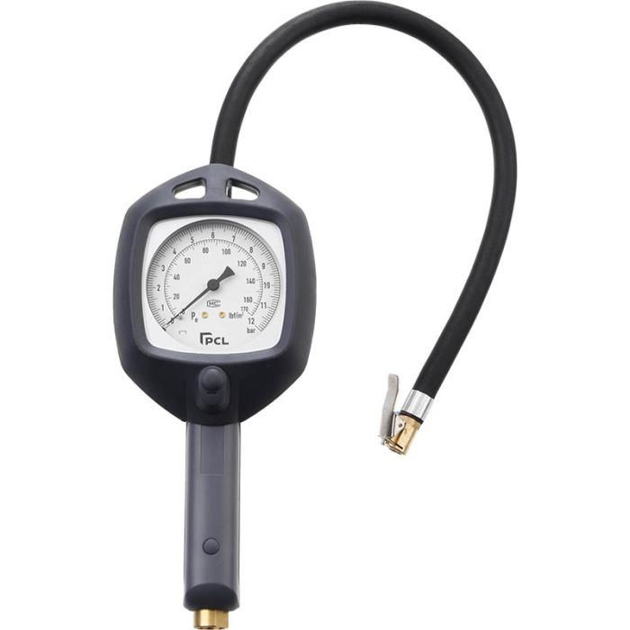PCL ATIH081 | Dial Gauge Inflator, 0-170 psi & 0-12 bar, 0.5m Hose Euro Connector