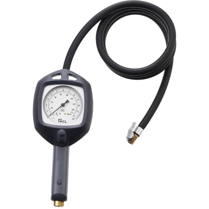 PCL ATIH08 | Dial Gauge Inflator, 0-170 psi & 0-12 bar, 1.8m Hose Euro Connector