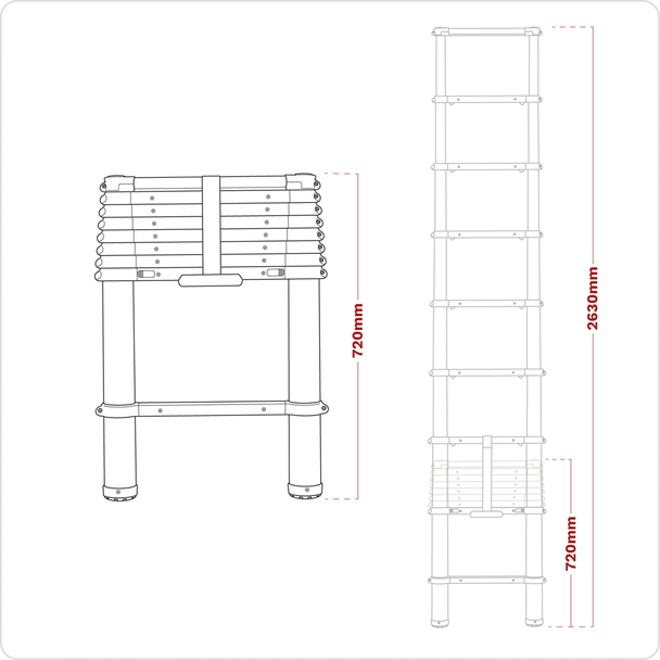 Sealey ATL09 | Telescopic Ladder 9-Tread Aluminium - EN 131