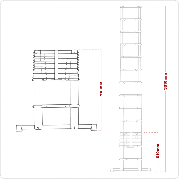 Sealey ATL13 | Aluminium Professional Telescopic Ladder 13-Tread - EN 131