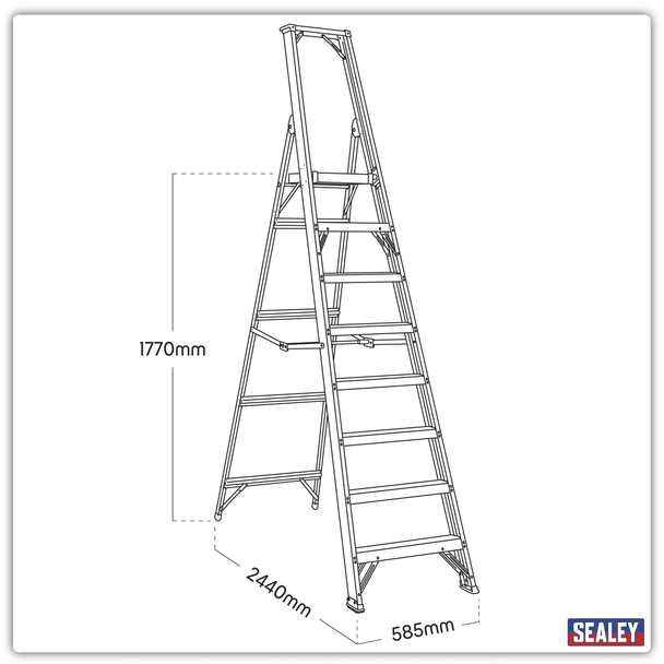 Sealey AXL8 | Industrial Step Ladder 8-Tread Aluminium - EN 131