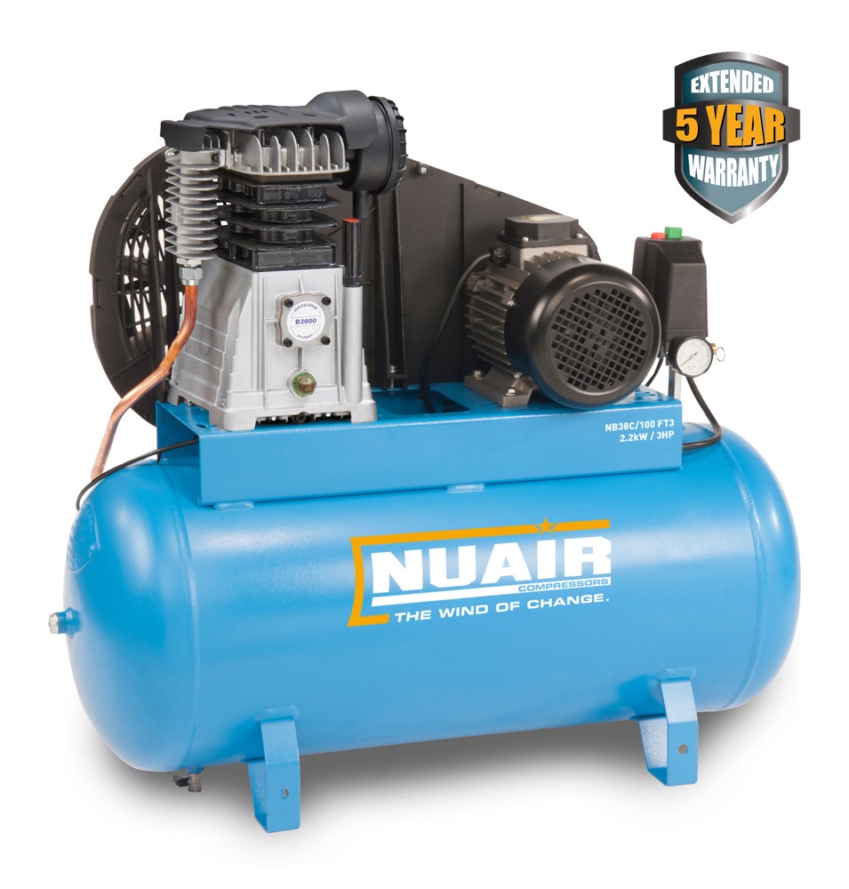 Nuair NB38C/100 FT3 PRO (400 Volt) | 13.95 CFM Piston Air Compressor