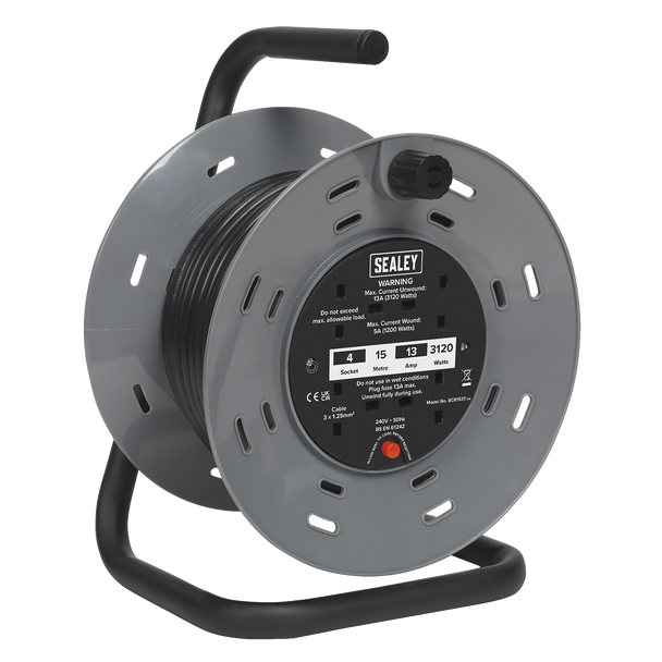 Sealey BCR153T | 15m Cable Reel with Thermal Trip 4 x 230V
