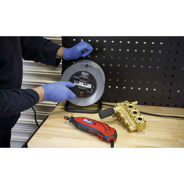 Sealey BCR153T | 15m Cable Reel with Thermal Trip 4 x 230V