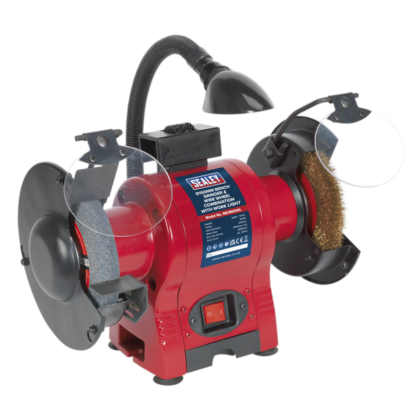 Sealey BG150XWL | 150mm Bench Grinder & Wire Wheel Combination with Worklight 250W/230V